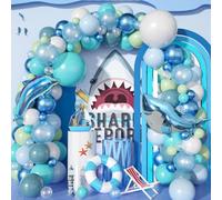 Under the Sea Balloon Arch Kit 105 pezzi, ghirlanda di palloncini a tema oceano con palloncini in lamina di squalo e delfino blu verde bianco assortimento in lattice, festa in piscina, baby shower