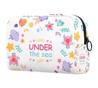 Under The Sea Sea Creatures Collection - Trousse da viaggio da donna, borsa da viaggio per trucchi, pratica borsa organizer con cerniera, Multi, 18.5x7.5x13cm/7.3x3x5.1in, Beauty case