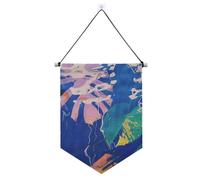 Under Water Leaves Art Blue Wall Hanging banner con asta telescopica partito banner bandiere appeso decorazione della parete per Festival & giorno speciale