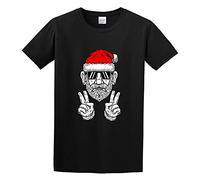 Underbkreky Cool Hipster Santa Hat Christmas 0Rens 0S Graphic Tee Printed Top Shirt for Mens T-Shirt Black XL