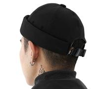UNDERCONTROL Brimless Trawler Durable Cordura Leon Hat Outdoor Impermeabile No Visor Harbor Docker Skull cap Unisex Tactical Buckle Leggero Pescatore Beanie Corea (Nero)