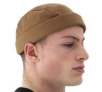 UNDERCONTROL Brimless Trawler Leon Habour Camp cap Unisex Sailor Skull Outdoor Hat Fisherman No Visor Worker Beanie 4 Color (Brown)