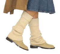 UNDERCONTROL Calzini invernali in lana e cashmere a coste, caldi, di grandi dimensioni, per coscia Y2k, gamba larga, scaldamuscoli da balletto, stivali lunghi, calzini senza piede, Corea (BEIGE)