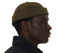 UNDERCONTROL Cappello da Pescatore Senza Visiera colorato da Marinaio Leon in Nylon Idrorepellente Supplex UPF 40 arrotolati Senza Visiera, Berretto con Fibbia Tattica Docker con Teschio (Cachi)