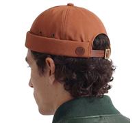 UNDERCONTROL Cappello da Pescatore Vintage Senza Visiera da Marinaio con Polsini arrotolati, Senza Visiera, con Teschio Miki, Cinturino in Pelle, per Uomo e Donna - Made in Korea - (Mattone)