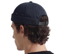 UNDERCONTROL Cappello da Pescatore Vintage Senza Visiera da Marinaio con Polsini arrotolati, Senza Visiera, con Teschio Miki, Cinturino in Pelle, per Uomo e Donna - Made in Korea - (Blu Navy)