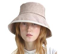 UNDERCONTROL Cappello da Safari Coreano con Stampa a Spina di Pesce, Cotone, con Etichetta Dorata, Largo, Profondo, Lungo, Regolabile, per Quattro Stagioni (Line Beige)