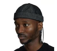 UNDERCONTROL Extra Large Oversized XXL Senza Tesa per Testa Grande Etichetta in Acciaio Cucita a Mano Regolabile Denim Anti-Sbiadimento Unisex Taglie Forti Coreano XL Orologio Berretto (Denim Nero)