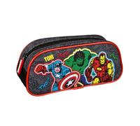 Undercover Astuccio Avengers per ragazzi, personalizzabile con nome, astuccio con motivo supereroi con penne, astuccio per scuola elementare, per bambini, Astuccio Avengers nero, Einheitsgröße