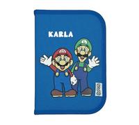 Undercover Astuccio Super Mario per ragazzi - Personalizzato con nome - Astuccio imbottito con contenuto - astuccio per scuola elementare per bambini, Super Mario (blu reale), taglia unica, Astuccio