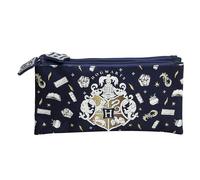 Undercover Harry Potter, astuccio per la scuola, motivo: Hogwarts, 22,5 x 12 x 5 cm, blu navy