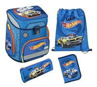 Undercover Set di 5 zaini per la scuola, per ragazze di 1° grado, con contenuto personalizzato, astuccio per la scuola elementare, motivo Scooli, Hot Wheels