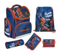Undercover Set di zaini per la scuola 1° classe, contenuto personalizzato con nome, borsa per la scuola, ragazzi e ragazze elementari, Spider-man (blu), 5 pezzi, 5 pezzi