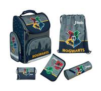 Undercover Set di zaini per la scuola 1 ontenuto personalizzato con nome, borsa per la scuola, ragazzi e ragazze elementari, Harry Potter (grigio), 5-teilig