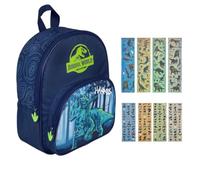 Undercover Zaino asilo per bambini con dinosauro T-Rex, personalizzabile con nome, con tasca frontale, 2 scomparti, 25 x 31 x 10 cm, blu, set da 2 dinosauri