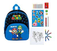 Undercover Zaino per bambini Super Mario, set personalizzato con nome, zaino per bambini con tasca anteriore e torre di malta, Set 1 - Super Mario Royal, colore: Blu reale