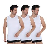 UNDEREA Canottiera da uomo, confezione da 3, 100% cotone Tank Top, canottiere traspiranti e canottiere ascellari, senza maniche con scollo rotondo, bianco, S