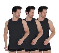 UNDEREA Confezione da 3 canottiere da uomo, 100% cotone, senza maniche, con scollo rotondo, Nero , S