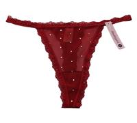 Undergirl Donna Blu/Nero Trasparente Strass Pizzo Tanga Mutandine Taglia L Nwt