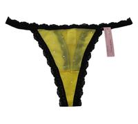 Undergirl Donna Blu/Nero Trasparente Strass Pizzo Tanga Mutandine Taglia L Nwt