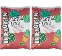 Undergreen CACTUS Love, Terriccio per Cactus e altre Piante Grasse da appartamento o balcone, Consentito in agricoltura biologica, 2,5 l (Confezione da 2)