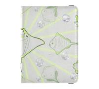Undermarine Manta Ray Line Porta passaporto impermeabile in pelle verde per viaggio Vaccino Card Holder Cover Combo Copertura per passaporto con blocco RFID per gli uomini Impermeabile