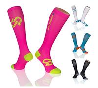 Underpressure Sport - Calze a compressione ultra resistenti (forte compressione: 20 - 22 mmHg) di altissima qualità, made in Germany, rosa fluo, 35-38