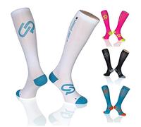 Underpressure Sport - Calze a compressione ultra resistenti (forte compressione: 20 - 22 mmHg) di altissima qualità, made in Germany, bianco, 43-46