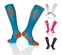 Underpressure Sport - Calze a compressione ultra resistenti (forte compressione: 20 - 22 mmHg) di altissima qualità, made in Germany, Laguna blu, 43-46