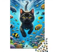 Underwater Cat Adventure Jigsaw Puzzle Impossible 1000Pcs Decorazione Per La Casa. Giochi Rilassamento E Intelligence Per Adulti E Ragazzi Da 14 Anni 38x26cm/1000pcs