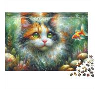 Underwater Cat Art Print Puzzle Impossible 1000Pcs Decorazione Per La Casa. Rilassamento E Intelligence Per Adulti E Ragazzi Da 14 Anni 70x50cm/1000pcs