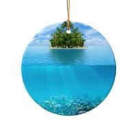 Underwater Coral Reef Seabed Printing Christmas Coworker Regali Per Amici Famiglia Circolare Ceramica Natale Appeso Ornamenti Per La Decorazione Dell'albero