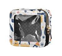 Underwater Creatures - Piccola borsa per il trucco con stella marina e cavalluccio marino per borsa per la cura della pelle organizer per cosmetici da donna, Seamless Pattern Penguins, Taglia unica