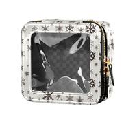 Underwater Creatures - Piccola borsa per il trucco con stella marina e cavalluccio marino per borsa per la cura della pelle organizer per cosmetici da donna, Fiocco di neve sfondo bianco e nero