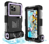 Underwater Diving Phone Case for Snorkeling,Professional 50FT/15M Waterproof for iPhone 16/15/14/13/Pro Max Samsung Galaxy S25/24/23/22/Ultra/Plus Universal Photo&Video Scuba Dive Housing Purple Black