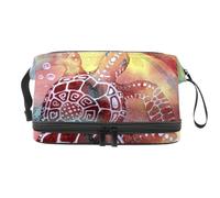 Underwater Life, trousse a doppio strato per cosmetici con tartaruga, cavalluccio marino e corallo, per donne e ragazze, trousse da viaggio per trucchi, pratica borsa organizer con scomparto per