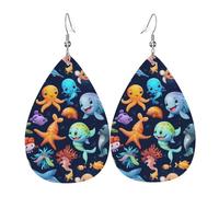 Underwater Marine Life Print Orecchini Stampato Orecchini In Pelle Divertenti Orecchino In Pelle Per Feste Carnevale
