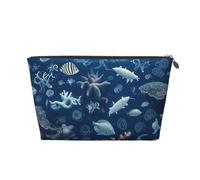 Underwater Marine Life - Trousse in pelle per cosmetici, portatile, di grande capacità, adatta per uso quotidiano e in viaggio, Vita marina subacquea, Taglia unica