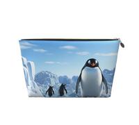 Underwater Marine Life - Trousse in pelle per cosmetici, portatile, di grande capacità, adatta per uso quotidiano e in viaggio, Pinguino Antartide Ice, Taglia unica
