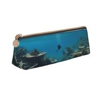 Underwater Ocean View Print PVC Coin Purse Money Bag Makeup Case Pencil Pouch Zipper cancelleria caso Donne Uomini, Bianco, One Size, Semplice