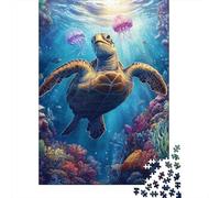Underwater Sea Turtle 1000 Piece Puzzle for Adults Paper Jigsaw Ocean Coral Puzzle Brain Training Home Decor 70x50cm/1000pcs