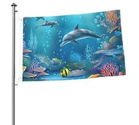 Underwater World - Bandiera da giardino con vita marina, 6 x 0,9 m, bandiera per esterni, bandiera a prova di brezza, bandiere a prova di scolorimento, per casa, casa, decorazione interna ed esterna