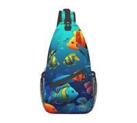 Underwater World, borsa a tracolla leggera con pesci, borsa a tracolla, zaino sportivo per donne e uomini, nero, taglia unica, Come nella foto, Taglia unica, Zaino da escursionismo