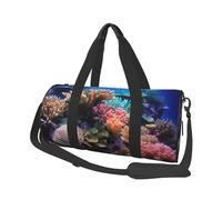 Underwater World, borsone da viaggio con stampa corallo, con tasca e tracolla regolabile, grande borsa da palestra alla moda per donne e uomini, nero, taglia unica, alla moda, Nero , Taglia unica,