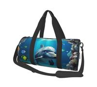 Underwater World, borsone da viaggio con stampa delfino, con tasca e tracolla regolabile, grande borsa da palestra alla moda per donne e uomini, nero, taglia unica, alla moda, Nero , Taglia unica,
