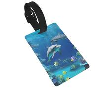 Underwater World - Etichette per bagagli con stampa di delfi e pesci, per valigie, etichette da viaggio carine e uniche per valigie, etichette per bagagli per donne e uomini