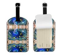 Underwater World, etichette per bagagli in pelle blu con stampa di vita marina per borse da viaggio Neast, set di etichette per nome e identificazione, per uomini e donne, 1 confezione