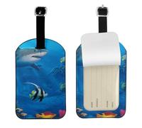 Underwater World - Etichette per bagagli in pelle con stampa di Neast, per borse e bagagli, per uomo e donna, 1 confezione