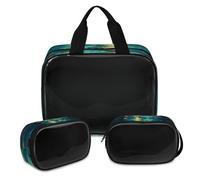 Underwater World Ocean Seahorse - Trousse per trucchi per donne e uomini, borsa per cosmetici traslucida, borsa da doccia, 3 pezzi da viaggio per articoli da toeletta e cosmetici, Colore, XL, Astuccio