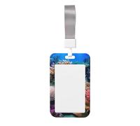 Underwater World, porta badge con stampa corallo, porta carte di credito verticale, custodia protettiva per carte d'identità da donna e uomo, con cordino per ufficio